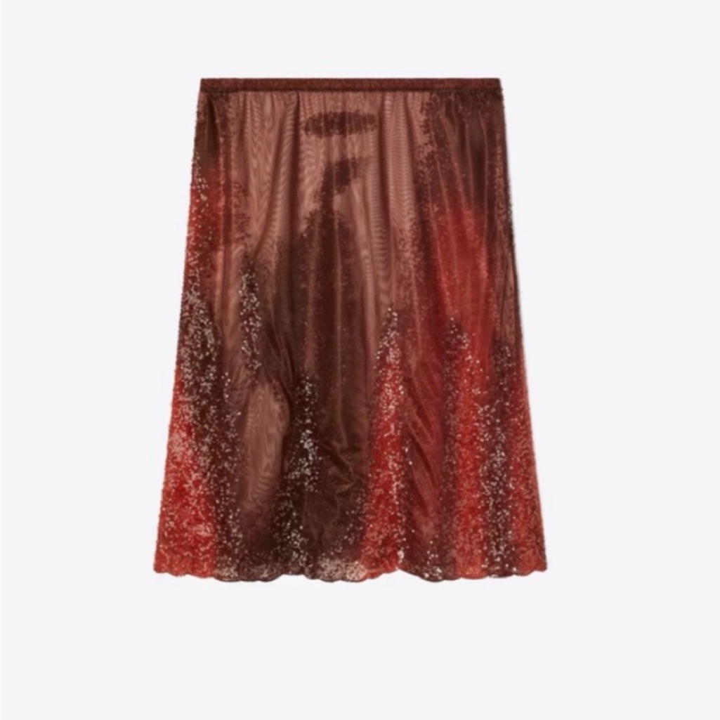 Tory Burch Fw24 Runway Sequin Sheer Midi Skirt